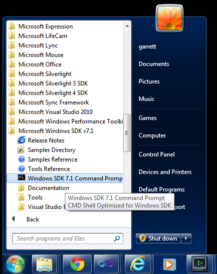 Windows SDK 7.1 Command Prompt